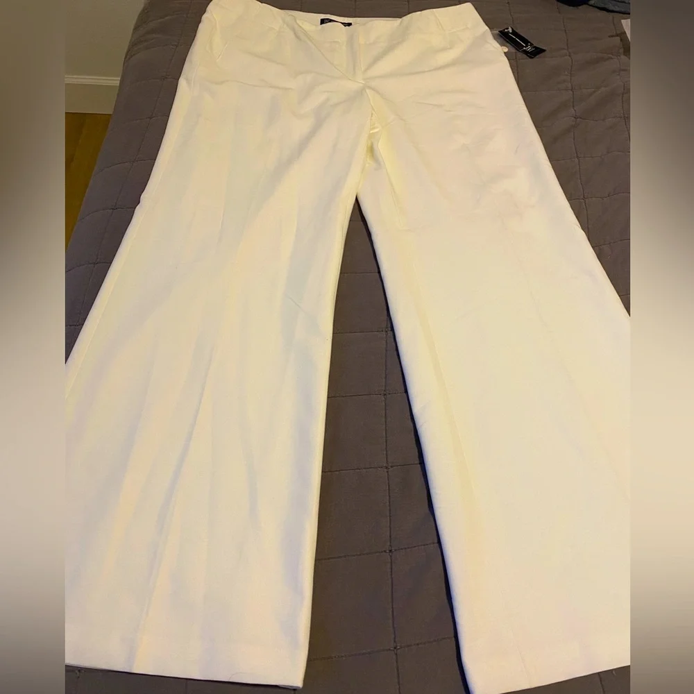 NWT Fully Lined Wide Leg Pants by International Concepts |Size 16 Vanilla color - Picture 1 of 11
